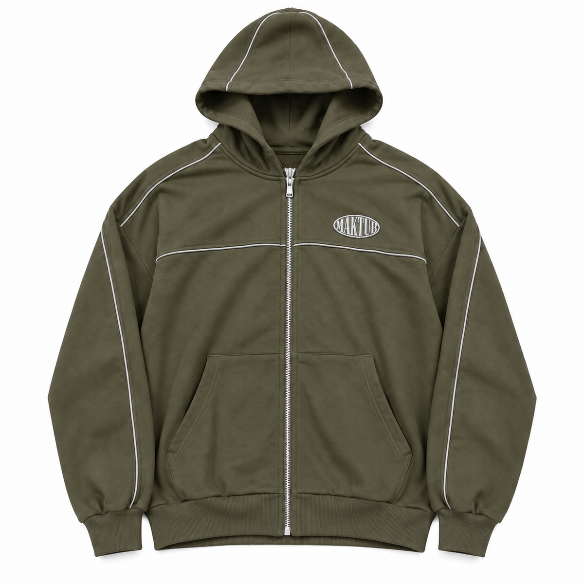 MILITARY GREEN PEARLS REFLECTIVE ZIPPER