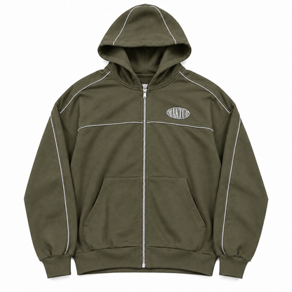 MILITARY GREEN PEARLS REFLECTIVE ZIPPER