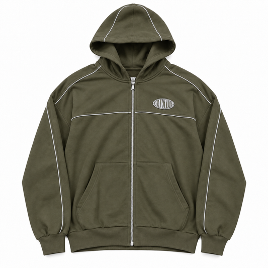 MILITARY GREEN PEARLS REFLECTIVE ZIPPER