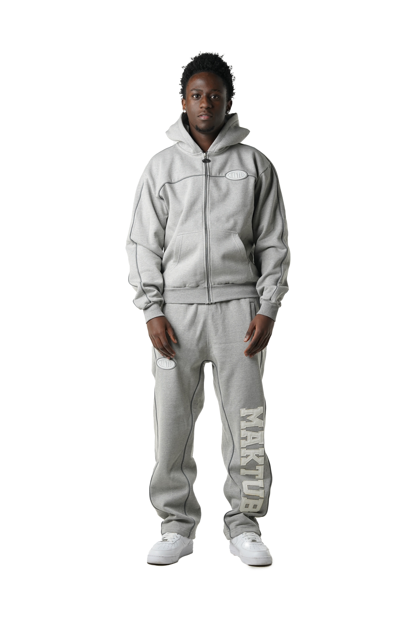 MAKTUB GREY REFLECTIVE ZIPPER