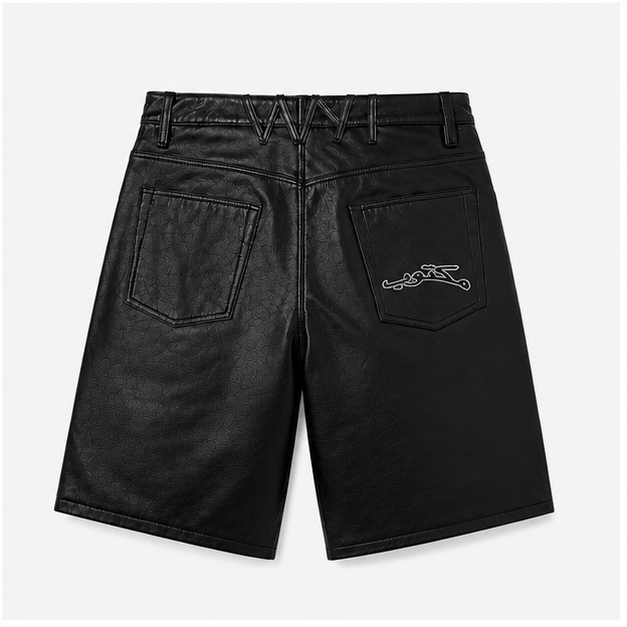 BLACK LEATHER JORT