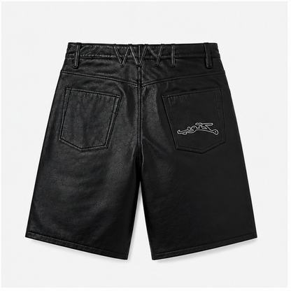 BLACK LEATHER JORT