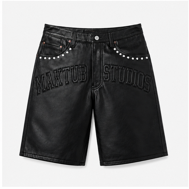 BLACK LEATHER JORT