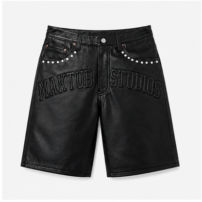 BLACK LEATHER JORT