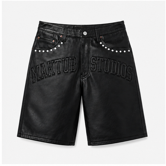 BLACK LEATHER JORT