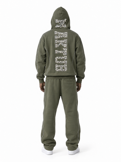 MILITARY GREEN PEARLS REFLECTIVE ZIPPER
