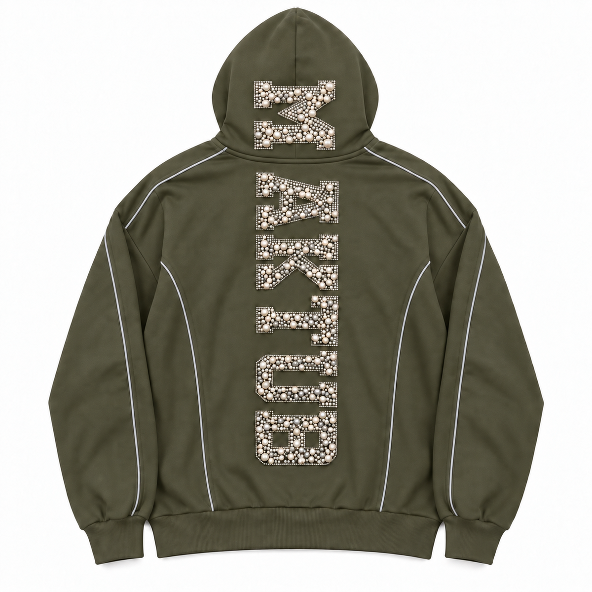 MILITARY GREEN PEARLS REFLECTIVE ZIPPER