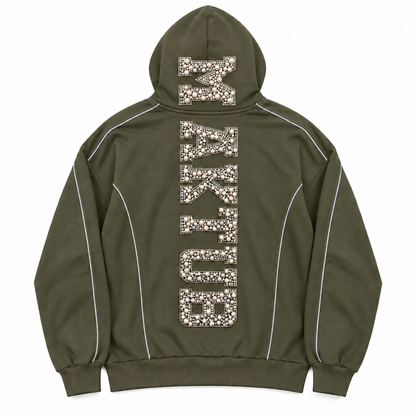 MILITARY GREEN PEARLS REFLECTIVE ZIPPER